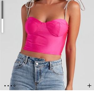 Windsor: hot pink crop top with sparkle straps